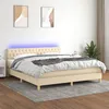Image de Sommier À Lattes De Lit Avec Matelas Led Crème 160x200 Cm Tissu Vidaxl