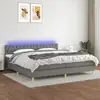 Image de Sommier À Lattes De Lit Et Matelas Et Led Gris Foncé 200x200 Cm Vidaxl