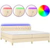 Image de Sommier À Lattes De Lit Et Matelas Et Led Crème 200x200cm Tissu Vidaxl