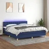 Image de Sommier À Lattes De Lit Avec Matelas Led Bleu 160x200 Cm Tissu Vidaxl