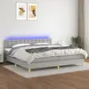 Image de Sommier À Lattes De Lit Matelas Led Gris Clair 200x200 Cm Tissu Vidaxl