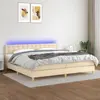 Image de Sommier À Lattes De Lit Et Matelas Et Led Crème 200x200cm Tissu Vidaxl