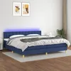 Image de Sommier À Lattes De Lit Et Matelas Et Led Bleu 200x200 Cm Tissu Vidaxl