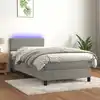 Image de Sommier À Lattes De Lit Avec Matelas Et Led Gris Clair 80x200cm Vidaxl