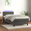 Image de Sommier À Lattes De Lit Avec Matelas Et Led Gris Foncé 80x200cm Vidaxl