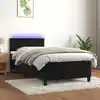 Image de Sommier À Lattes De Lit Avec Matelas Led Noir 90x190 Cm Velours Vidaxl