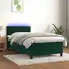Image de Sommier À Lattes De Lit Avec Matelas Et Led Vert Foncé 90x200cm Vidaxl