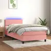 Image de Sommier À Lattes De Lit Avec Matelas Led Rose 90x200 Cm Velours Vidaxl