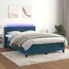 Image de Sommier À Lattes De Lit Avec Matelas Led Bleu Foncé 140x190 Cm Vidaxl