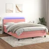 Image de Sommier À Lattes De Lit Avec Matelas Led Rose 140x190cm Velours Vidaxl