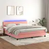 Image de Sommier À Lattes De Lit Avec Matelas Led Rose 180x200cm Velours Vidaxl
