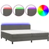 Image de Sommier À Lattes De Lit Avec Matelas Led Gris Foncé 200x200 Cm Vidaxl
