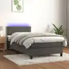 Image de Sommier À Lattes De Lit Avec Matelas Et Led Gris Foncé 90x200cm Vidaxl