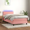 Image de Sommier À Lattes De Lit Avec Matelas Led Rose 100x200cm Velours Vidaxl