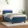 Image de Sommier À Lattes De Lit Et Matelas Et Led Bleu Foncé 80x200 Cm Vidaxl