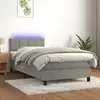 Image de Sommier À Lattes De Lit Et Matelas Et Led Gris Clair 90x200 Cm Vidaxl