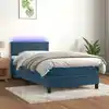 Image de Sommier À Lattes De Lit Et Matelas Et Led Bleu Foncé 90x200 Cm Vidaxl