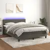 Image de Sommier À Lattes De Lit Avec Matelas Led Gris Foncé 140x190 Cm Vidaxl