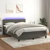 Image de Sommier À Lattes De Lit Avec Matelas Led Gris Foncé 140x200 Cm Vidaxl