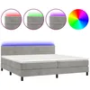 Image de Sommier    Lattes De Lit Avec Matelas Led Gris Clair 200x200 Cm Vidaxl