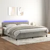 Image de Sommier À Lattes De Lit Avec Matelas Led Gris Clair 200x200 Cm Vidaxl
