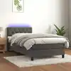 Image de Sommier À Lattes De Lit Avec Matelas Et Led Gris Foncé 80x200cm Vidaxl
