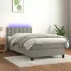 Image de Sommier À Lattes De Lit Avec Matelas Et Led Gris Clair 80x200cm Vidaxl