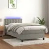 Image de Sommier À Lattes De Lit Avec Matelas Et Led Gris Clair 90x190cm Vidaxl