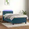 Image de Sommier    Lattes De Lit Avec Matelas Et Led Bleu Fonc © 90x200cm Vidaxl