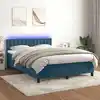 Image de Sommier À Lattes De Lit Avec Matelas Led Bleu Foncé 140x190 Cm Vidaxl