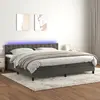 Image de Sommier À Lattes De Lit Matelas Et Led Gris Foncé 200x200 Cm Vidaxl