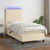 Image de Sommier À Lattes De Lit Et Matelas Et Led Crème 90x190 Cm Tissu Vidaxl