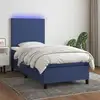 Image de Sommier À Lattes De Lit Avec Matelas Et Led Bleu 90x190cm Tissu Vidaxl