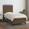 Image de Sommier À Lattes De Lit Et Matelas Led Marron Foncé 100x200 Cm Vidaxl