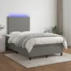 Image de Sommier À Lattes De Lit Et Matelas Et Led Gris Foncé 120x200 Cm Vidaxl