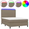 Image de Sommier À Lattes De Lit Et Matelas Et Led Taupe 140x190cm Tissu Vidaxl