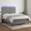 Image de Sommier À Lattes De Lit Et Matelas Et Led Gris Foncé 140x200 Cm Vidaxl