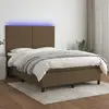 Image de Sommier À Lattes De Lit Matelas Et Led Marron Foncé 140x200 Cm Vidaxl