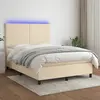 Image de Sommier À Lattes De Lit Et Matelas Et Led Crème 140x200cm Tissu Vidaxl