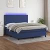 Image de Sommier À Lattes De Lit Et Matelas Et Led Bleu 160x200 Cm Tissu Vidaxl