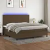Image de Sommier À Lattes De Lit Matelas Et Led Marron Foncé 200x200 Cm Vidaxl