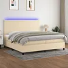 Image de Sommier À Lattes De Lit Et Matelas Et Led Crème 200x200cm Tissu Vidaxl