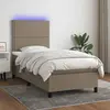 Image de Sommier À Lattes De Lit Et Matelas Et Led Taupe 90x190 Cm Tissu Vidaxl