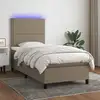 Image de Sommier À Lattes De Lit Et Matelas Et Led Taupe 90x200 Cm Tissu Vidaxl