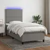 Image de Sommier À Lattes De Lit Et Matelas Et Led Gris Foncé 100x200 Cm Vidaxl