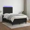 Image de Sommier À Lattes De Lit Et Matelas Et Led Noir 120x200 Cm Tissu Vidaxl