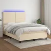 Image de Sommier À Lattes De Lit Et Matelas Et Led Crème 140x200cm Tissu Vidaxl