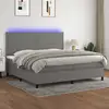 Image de Sommier À Lattes De Lit Et Matelas Et Led Gris Foncé 200x200 Cm Vidaxl