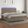 Image de Sommier À Lattes De Lit Et Matelas Et Led Taupe 200x200cm Tissu Vidaxl