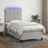 Image de Sommier À Lattes De Lit Avec Matelas Et Led Gris Clair 90x190cm Vidaxl